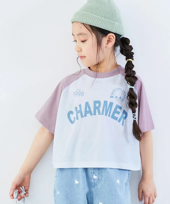 日本 devirock - 女孩運動風設計款短袖T恤-CHARMER-黑x白