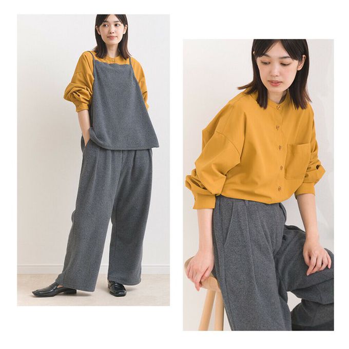 日本 OMNES - 柔滑科技棉 小立領長袖襯衫-格子-海軍藍