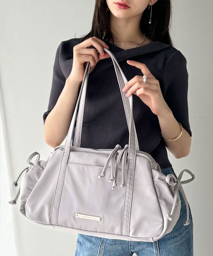 日本 Classical Elf - 輕盈可愛蝴蝶結肩背波士頓包-淺灰