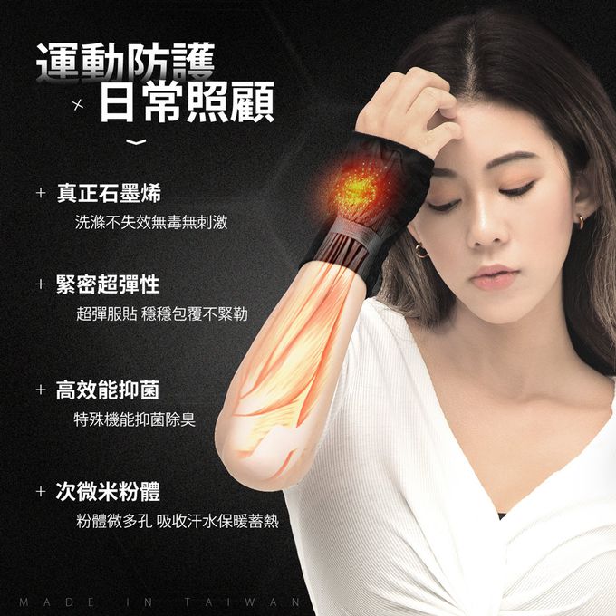 GIAT - 2雙組-石墨烯遠紅外線手腕護套-黑色 (FREE)