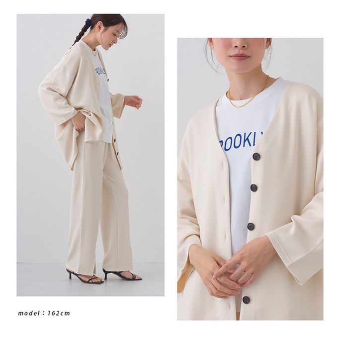 日本 OMNES - 抗UV抗花粉 柔滑無領開襟衫外套-黑