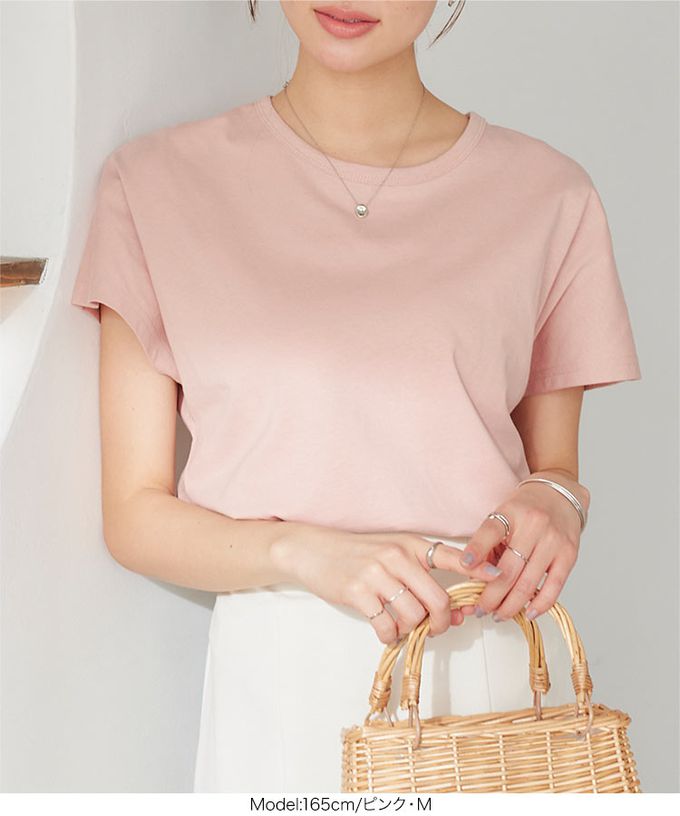 日本 Kobe Lettuce - 經典定番 純棉圓領短袖上衣-淡橙色