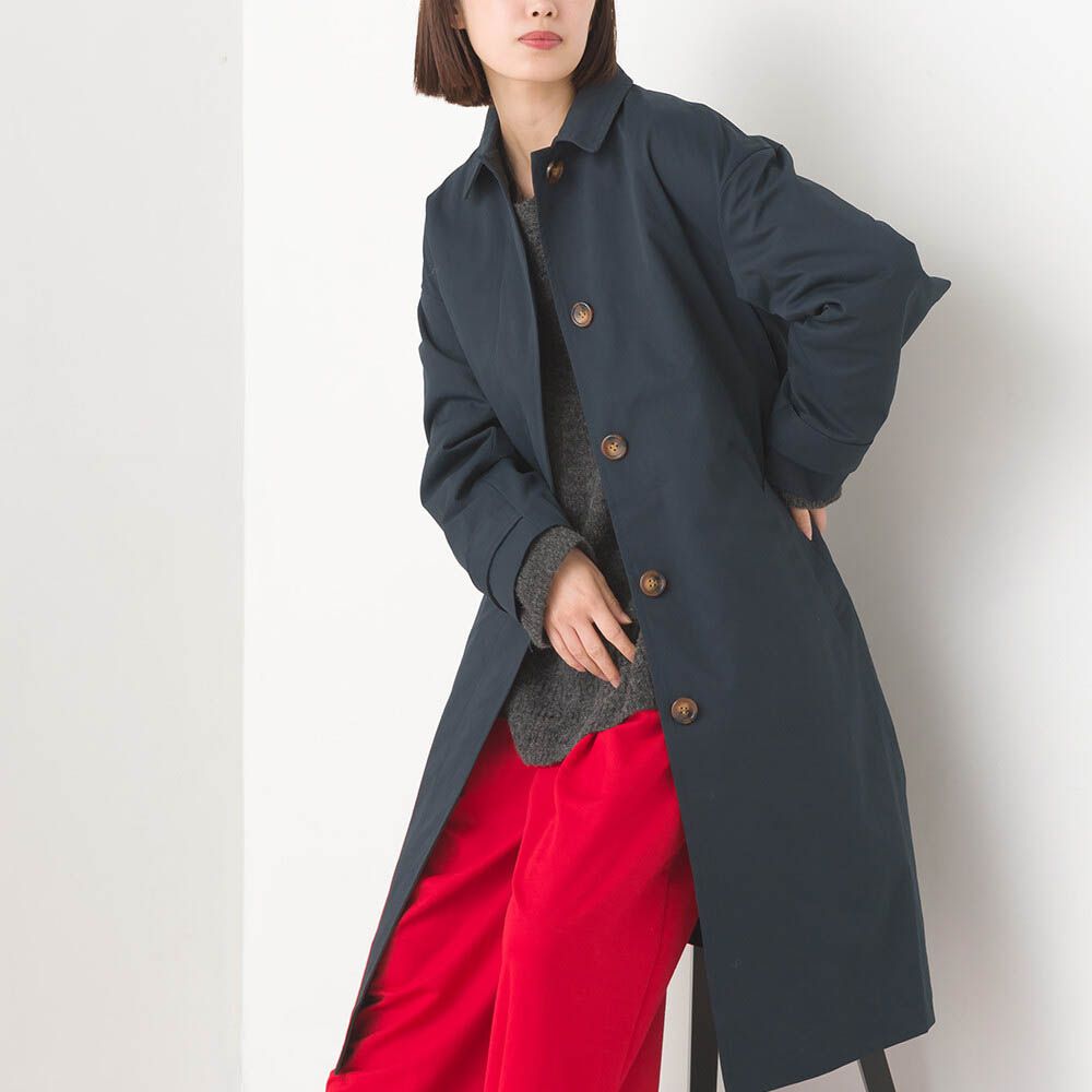 美型簡約英倫風長版大衣/風衣-深藍