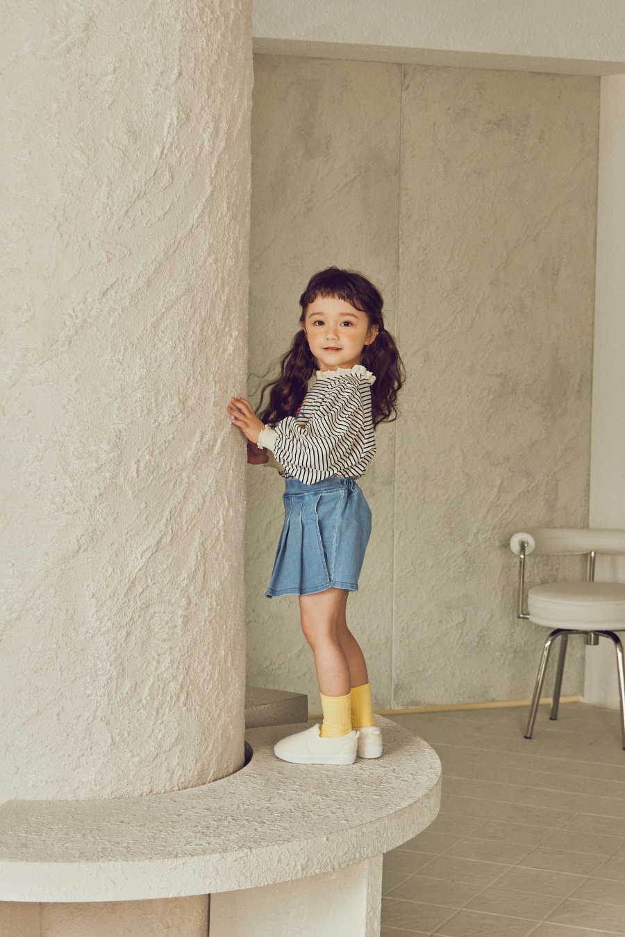 韓國 Mimico - 鬆緊腰寬百褶褲裙-花朵