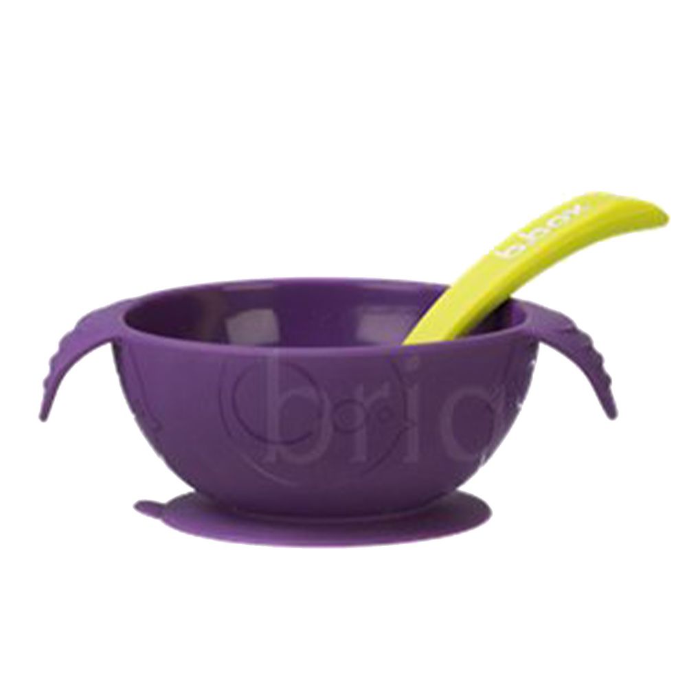 澳洲 b.box - 寶寶矽膠餐碗組-葡萄紫-碗15.5x5.3cm+湯匙15.5cm