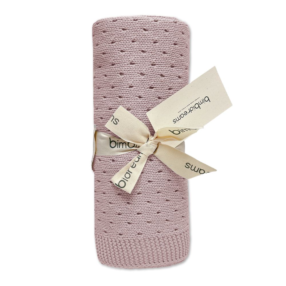 【bimbidreams】透氣純棉針織洞洞毯 75x90cm(寶寶毯 嬰兒毯 四季毯 冷氣毯 小被被 蓋被 寶寶被毯 外出毯)-豆沙粉