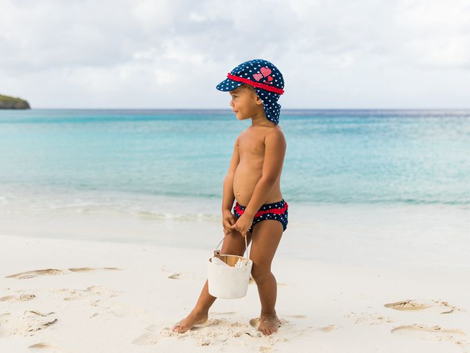 德國Playshoes - 抗UV防曬水陸兩用遮頸帽-愛心