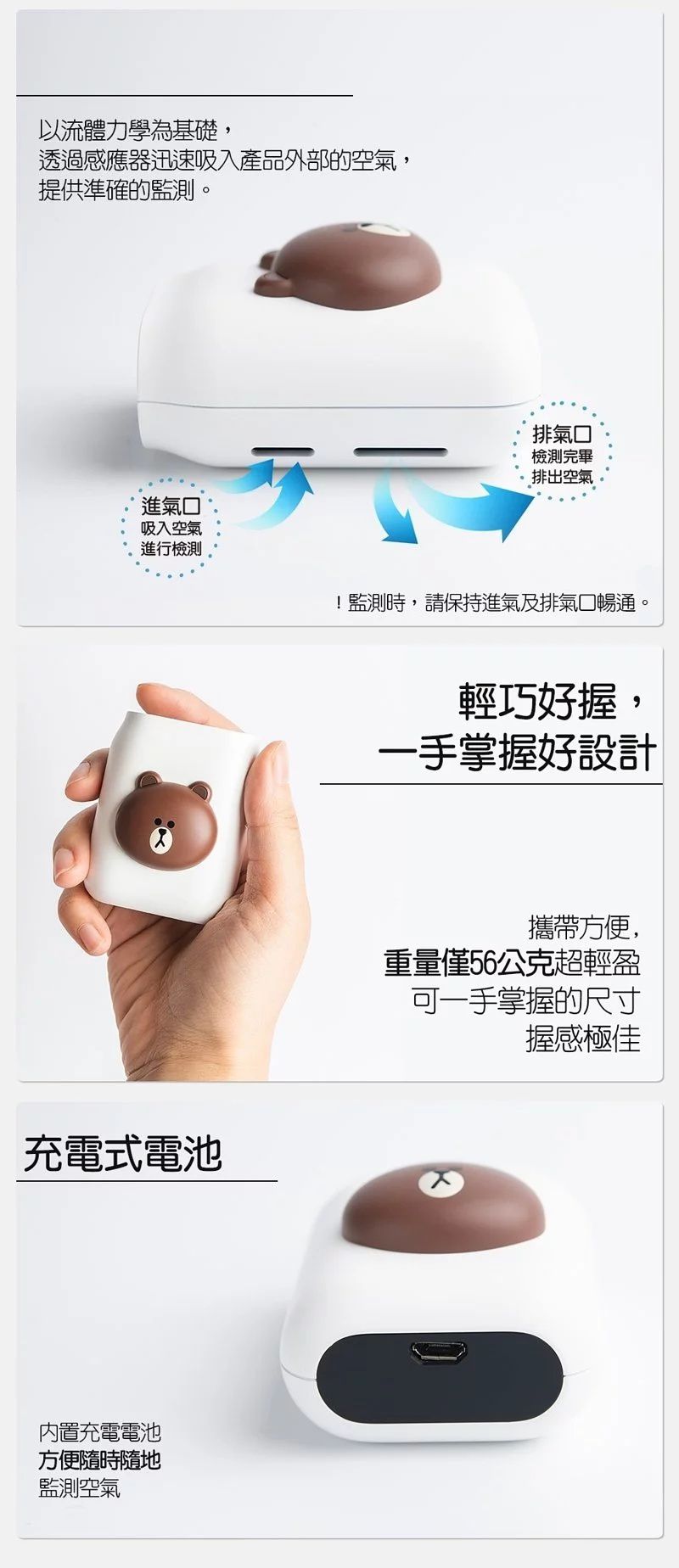 Health Banco 熊大莎莉 空氣清淨機(小漢堡) / 隨身空清機 LINEFRIENDS