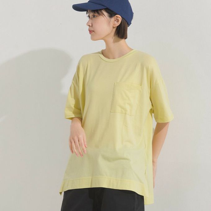 日本 OMNES - 涼感抗UV 清爽口袋短袖上衣-淺黃