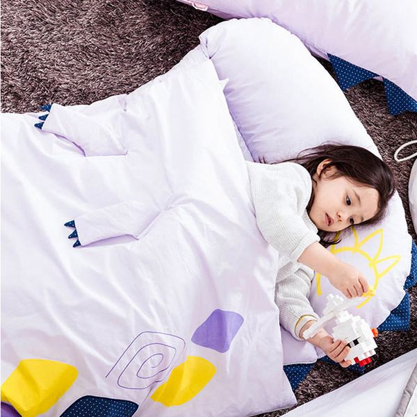 韓國Daby - 大怪獸兒童睡袋-恐龍Dinoy(淺紫) (適用：1~6歲，尺寸：80 x 135 公分 (枕頭 80x32/ 軟墊80x103公分))