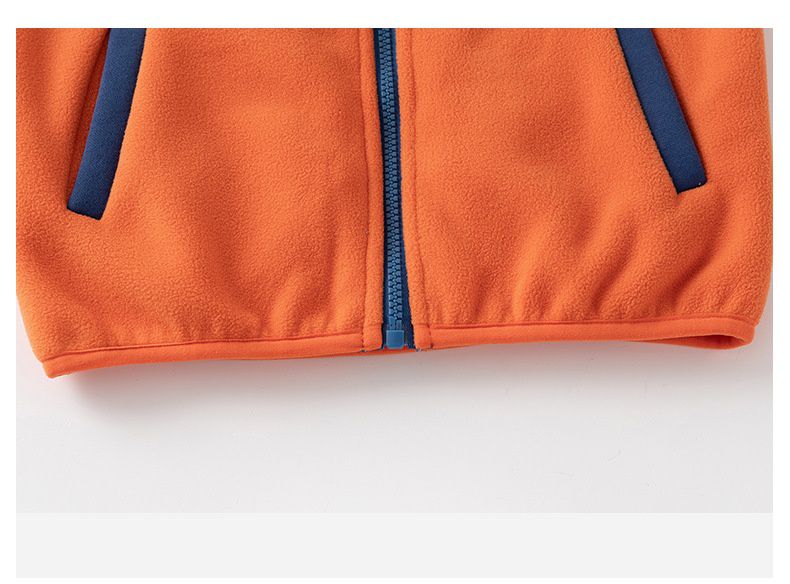 搖粒絨保暖兒童背心-外星飛碟-杏+橘