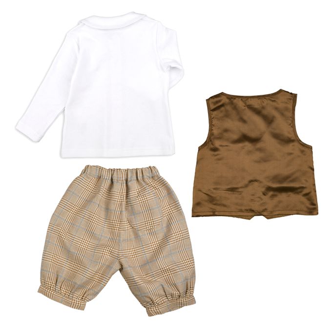 akachan honpo - 三件式西裝-附可拆卸領帶-咖啡色