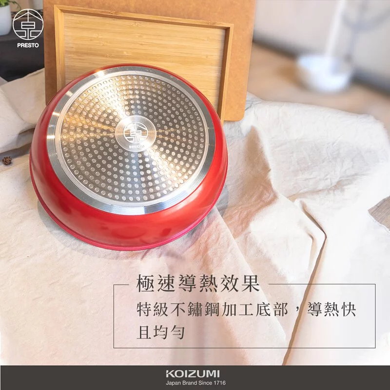 日本 KOIZUMI 小泉成器 - 不沾平底鍋-超值六件組/可拆式把手/陶瓷奈米超耐磨塗層-KOI-CO6-套組內含湯鍋-20cm*1+平底鍋-26cm*1+平底炒鍋-26cm*1+可拆式把手*1+玻璃矽膠鍋蓋-20cm*1+PE保鮮蓋-20cm*1