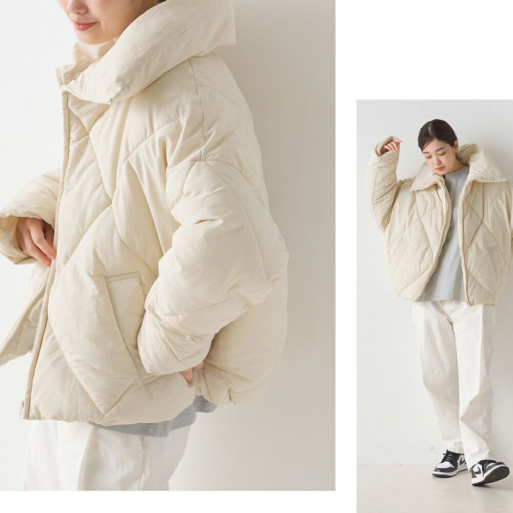 日本 OMNES - 超大翻領俐落溫暖羽絨外套-黑