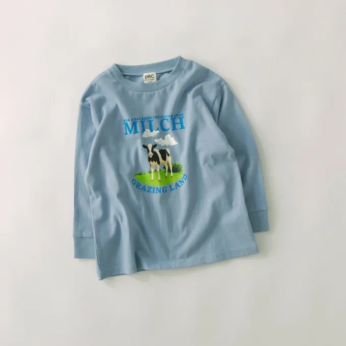 日本 BRANSHES - 100%棉 美味季節印花長袖上衣-鮮艷草莓-白