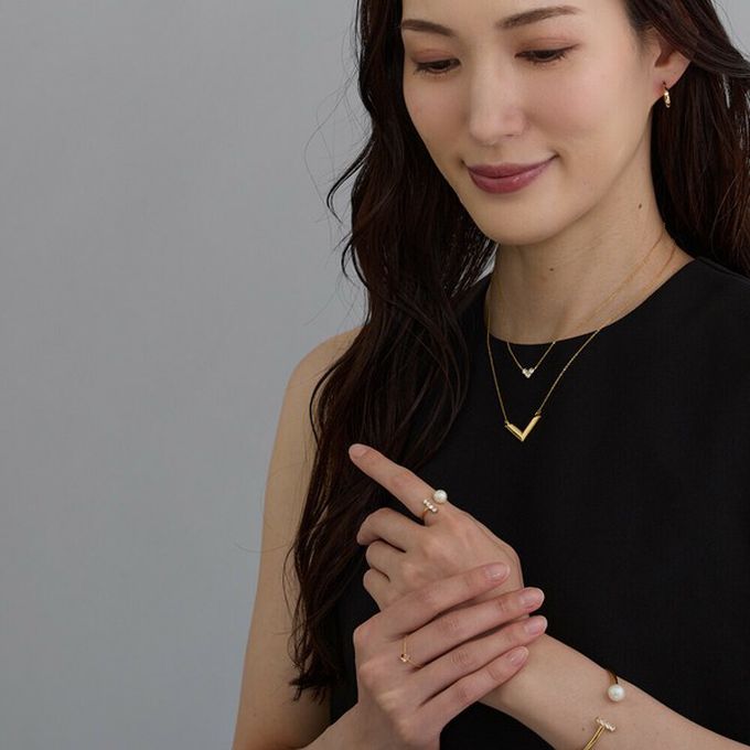 日本 Melody Accessory - [樂天No.1]高雅質感珍珠擁抱戒指-長條