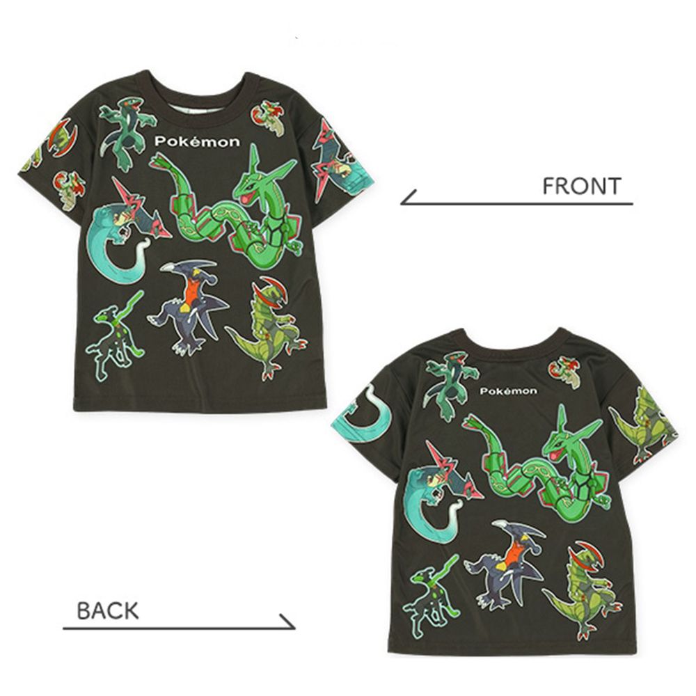 人氣角色滿版印花短袖上衣-卡通人物寶可夢-炭灰