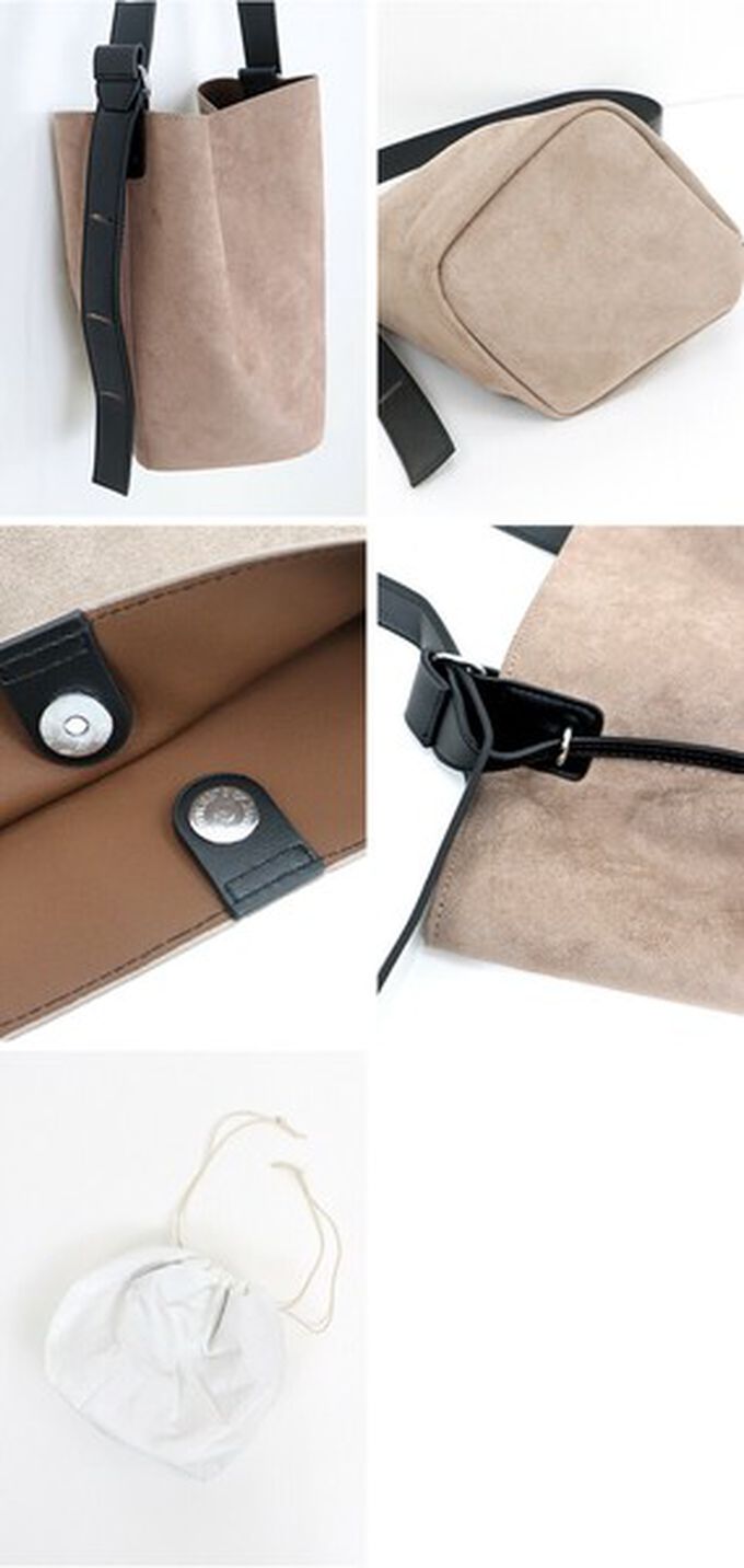 日本 BLUE EAST - 率性麂皮感大容量水桶造型側背包-淺卡其