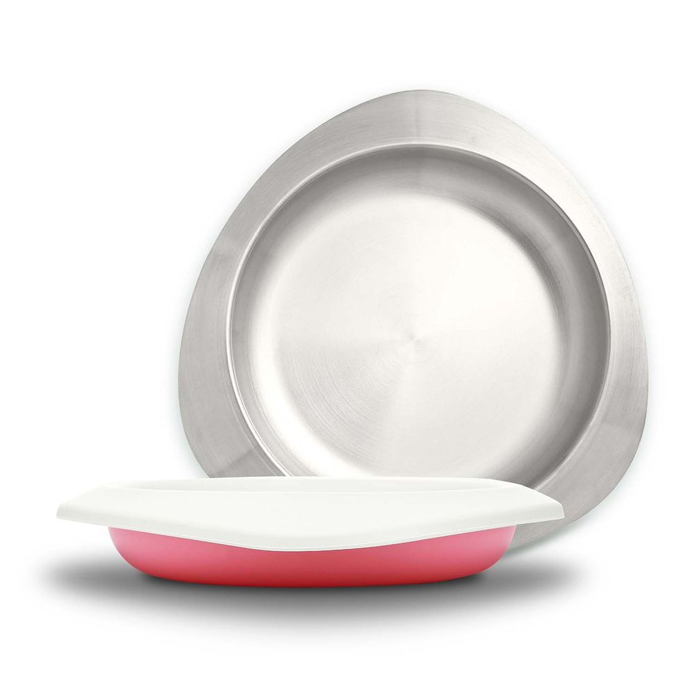 VIIDA - Soufflé抗菌不鏽鋼兒童餐盤-餐盤-粉