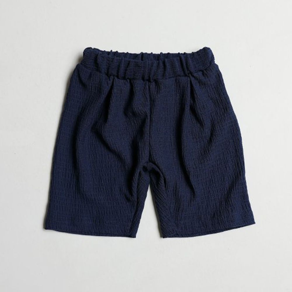 韓國製 - 皺摺感涼感短褲-深藍