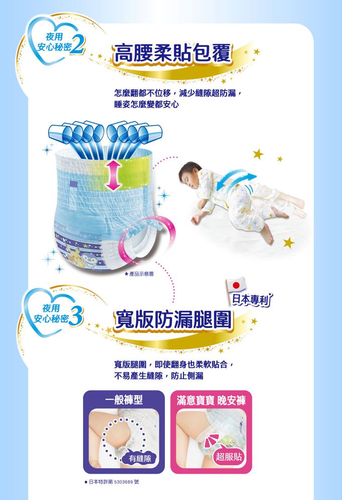 滿意寶寶 - 寶可夢晚安褲-女XL~XXL (22片x3包/箱)-黏貼 (XL)