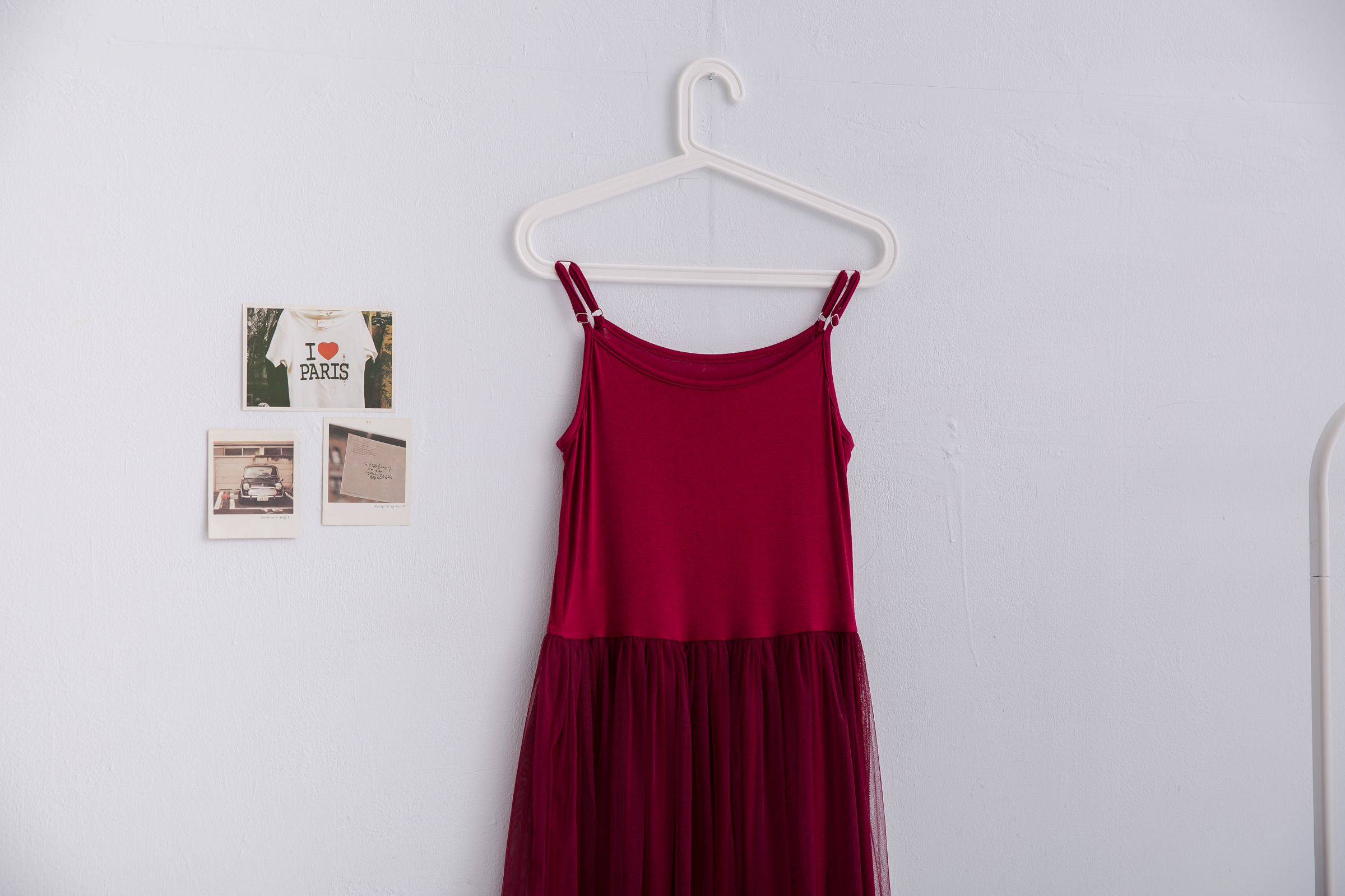 Peachy - 獨家訂製綿柔連身紗裙-細肩帶連身款-性感酒紅 (F)