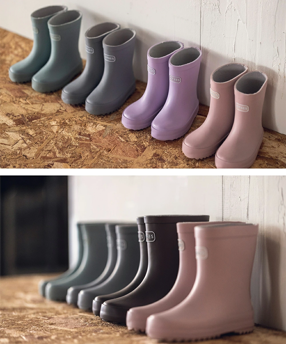 日本 OMNES - 歐風防滑橡膠兒童雨鞋-葡萄紫