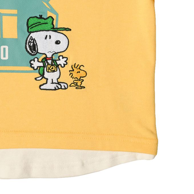 akachan honpo - 假兩件休閒上衣-史努比-黃色