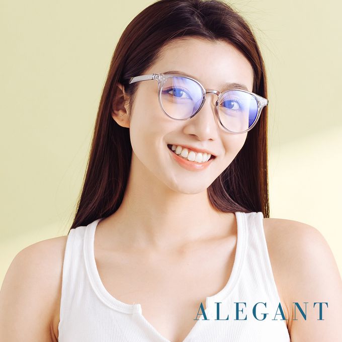ALEGANT - 現代感秘境灰圓框輕量TR90光學框UV400濾藍光眼鏡