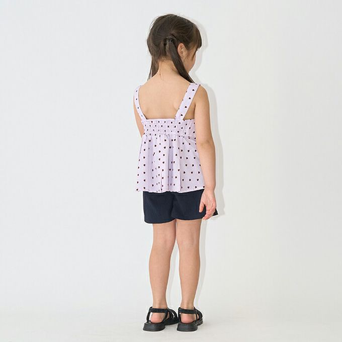 日本 Lycee mine - 100%棉 胸前蕾絲印花吊帶背心-愛心-黃