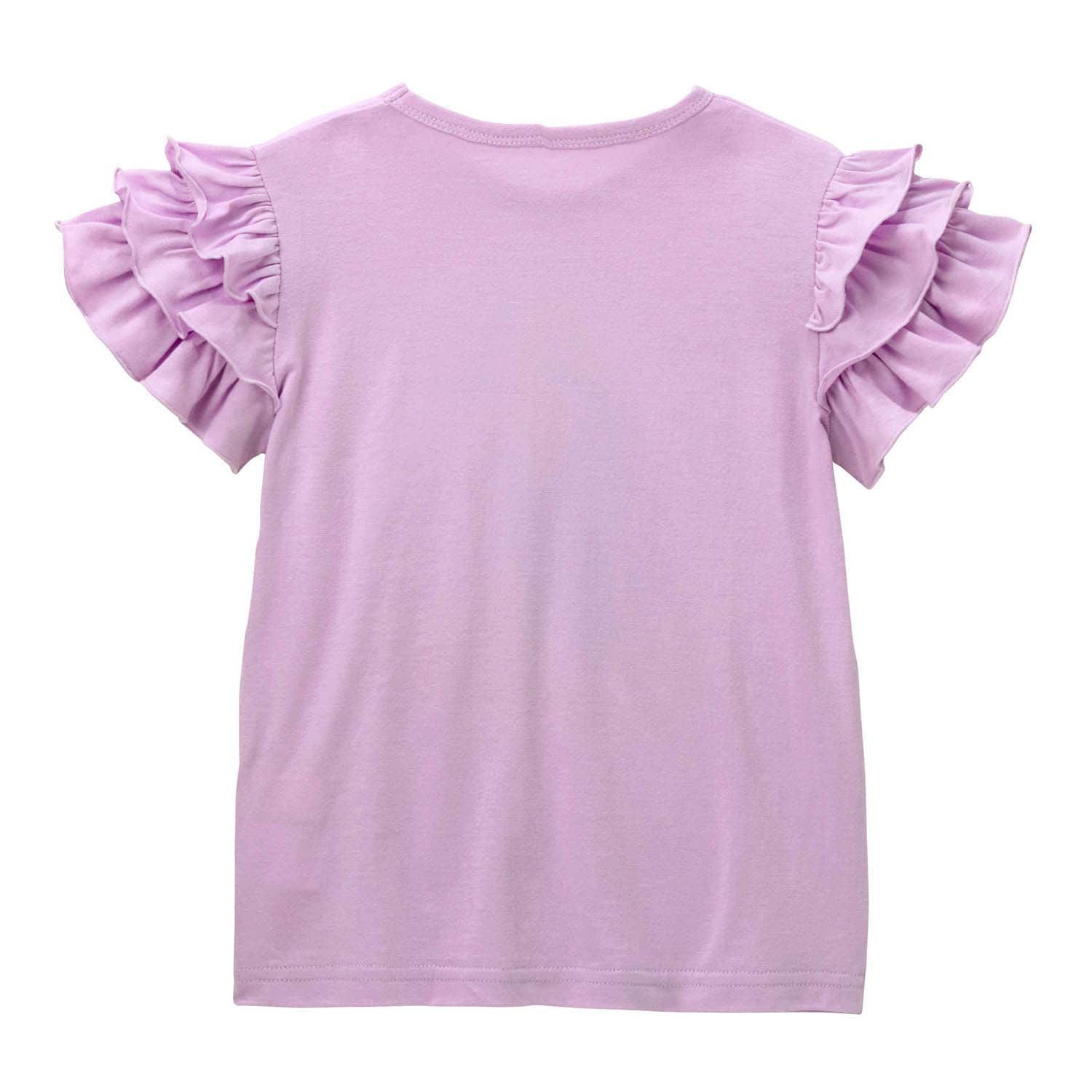 日本千趣會 - 迪士尼天竺棉荷葉短袖上衣-長髮公主-紫