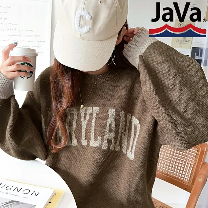 日本 Classical Elf - Java 前後2way袖配色厚針織上衣-海軍藍