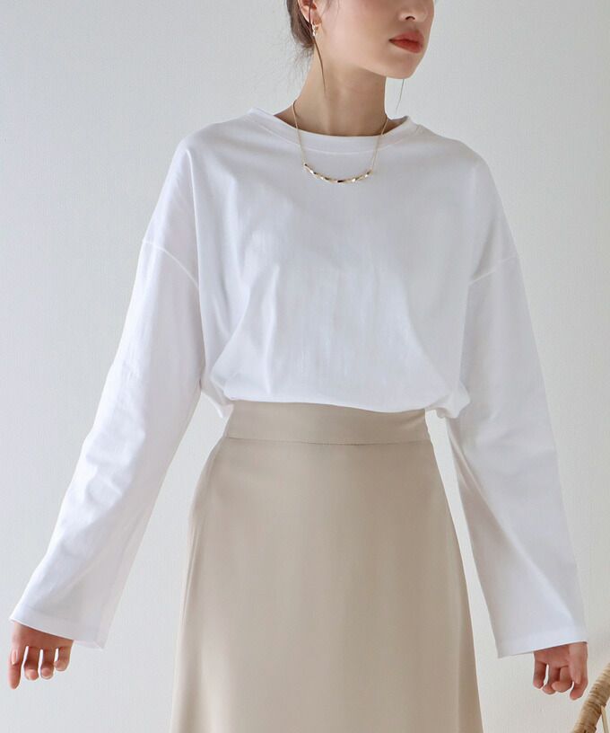 日本 BLUE EAST - 百搭落肩休閒長袖上衣-條紋-軍綠