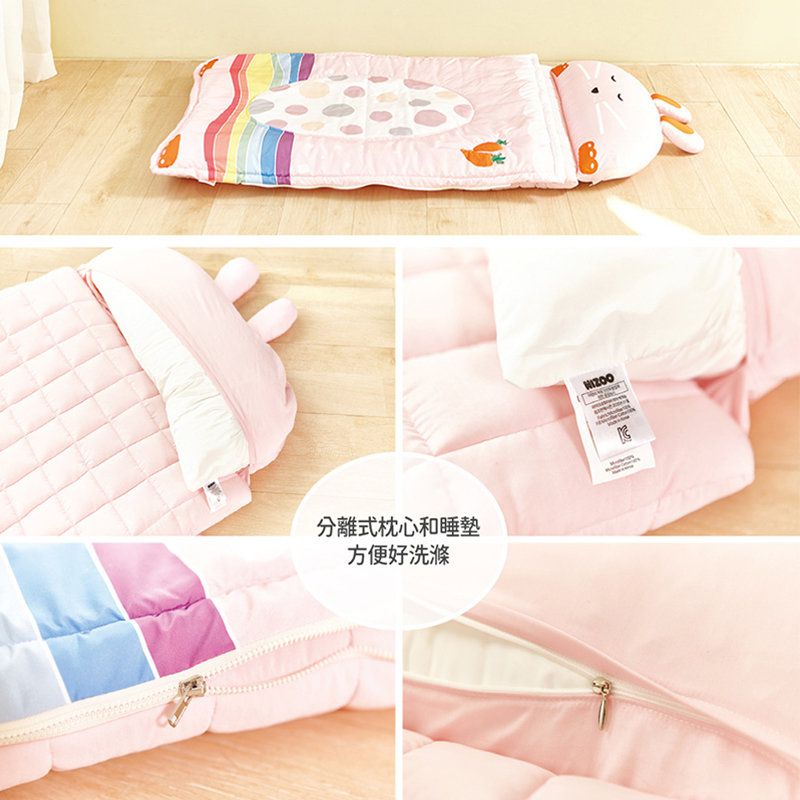 正韓Hello HiZoo - 純手工製莫代爾防蟎抗菌動物兒童睡袋(枕頭+睡墊+被子+收納袋)-粉紅兔