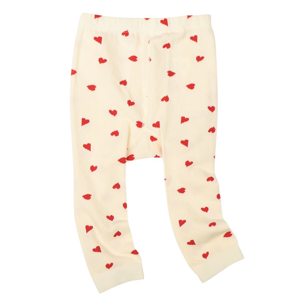 針織內搭褲-愛心-米白色