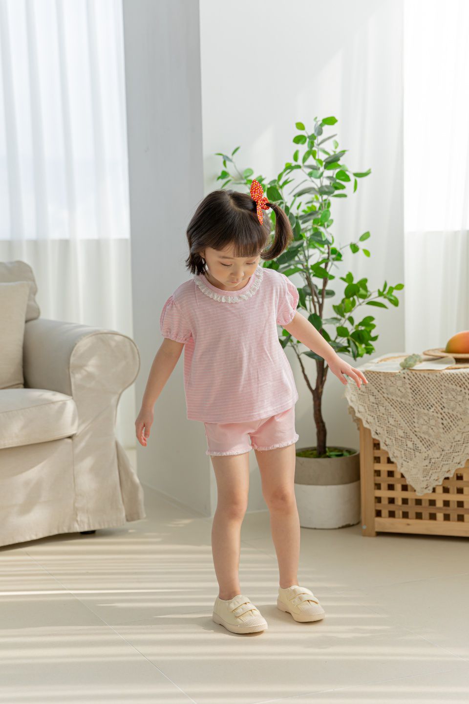 韓國 Orange Mom - 馬卡龍抓鬚短褲-天藍