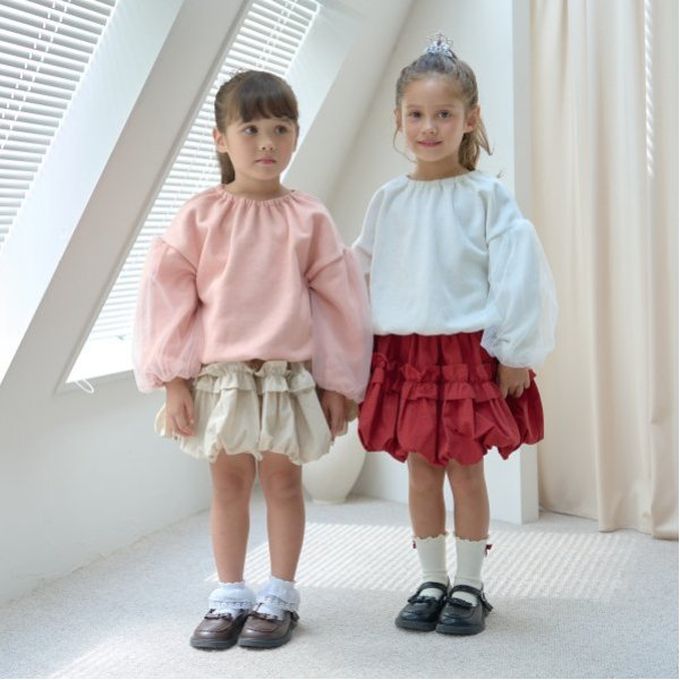 日本 Lycee mine - 澎澎皺摺造型短裙(可調腰圍)-淺粉