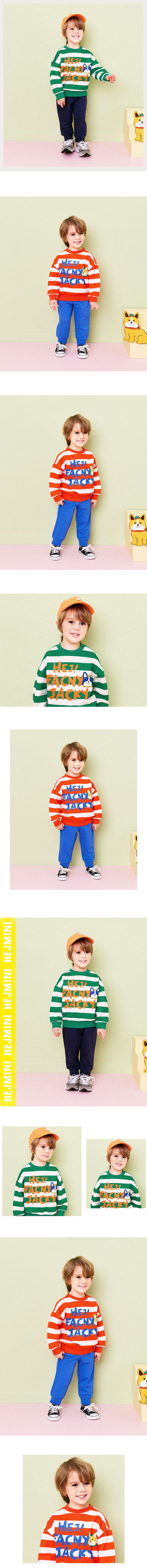 韓國 HEJMINI - 鬥牛犬條紋相間套裝-橘紅