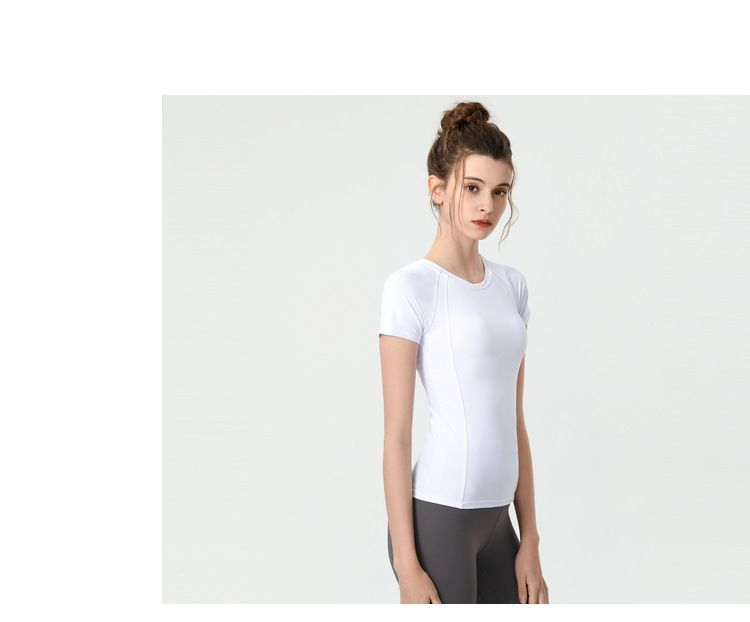 S~4XL圓領緊身運動短袖上衣-灰色