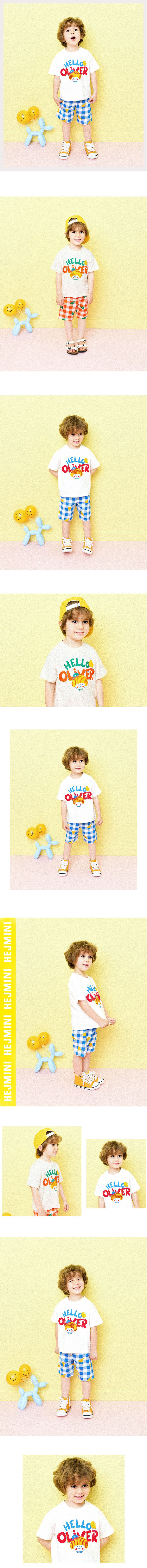 韓國 HEJMINI - 黃毛女孩格子套裝-橘