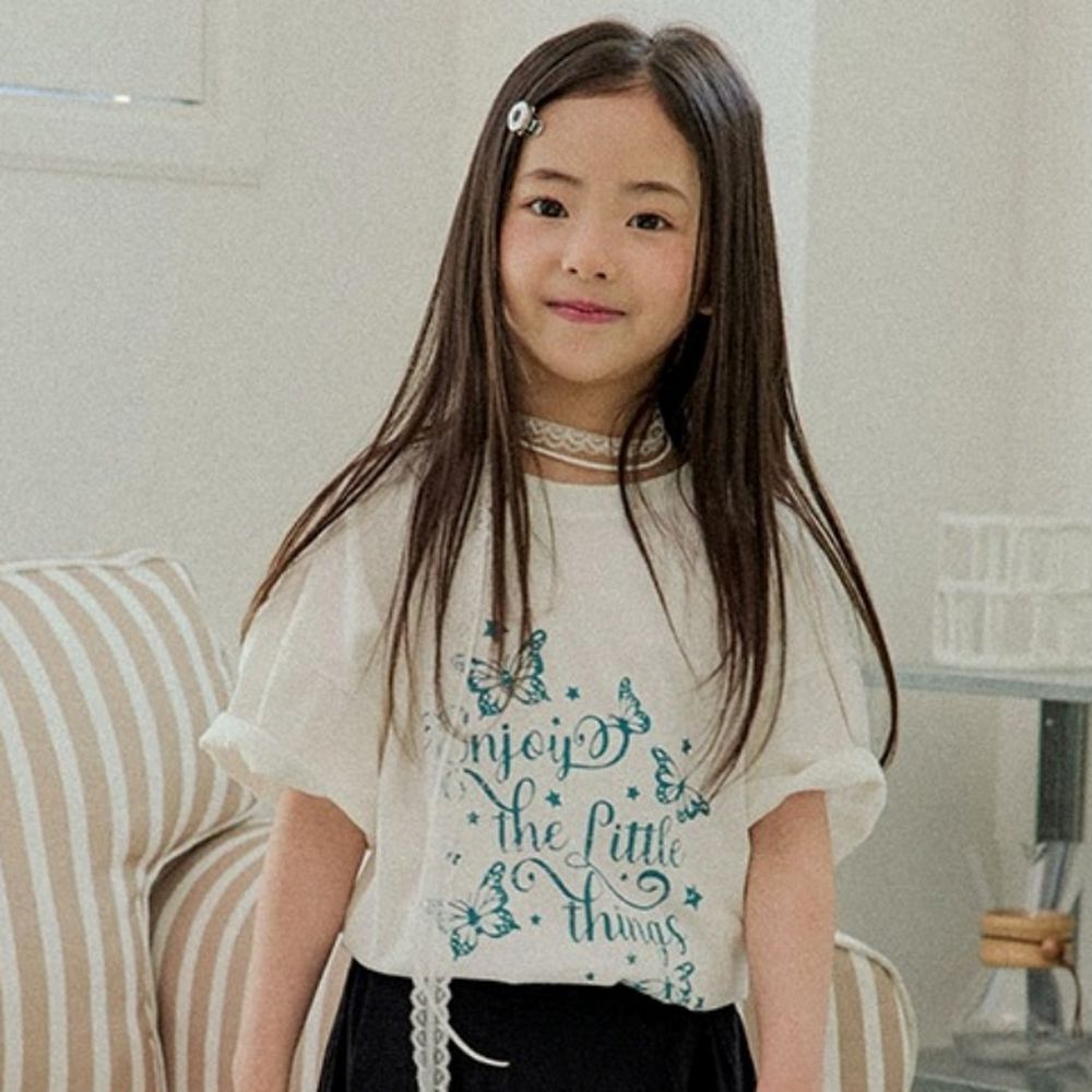 W.S.B. 純棉短袖上衣-星星蝴蝶文字-白