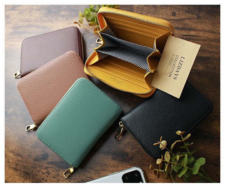 日本 LIZDAYS - 輕巧經典皮革短夾/零錢包-天空藍 (12x8.5x2cm)