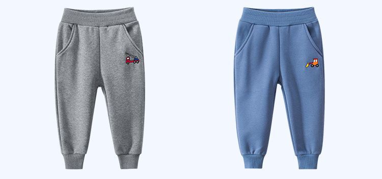 加絨棉混紡長褲-車車系列-藍色