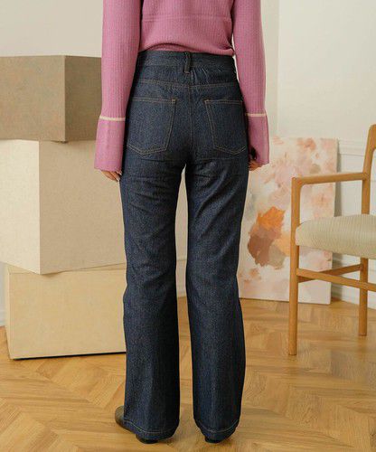 日本 Bou Jeloud - 丹寧修身美腿長褲-黑