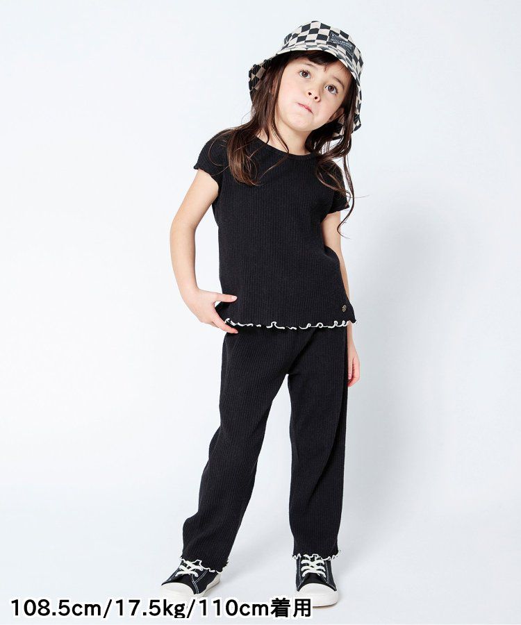 日本 BREEZE - 背交叉下擺捲邊羅紋短袖上衣-紅綠條紋