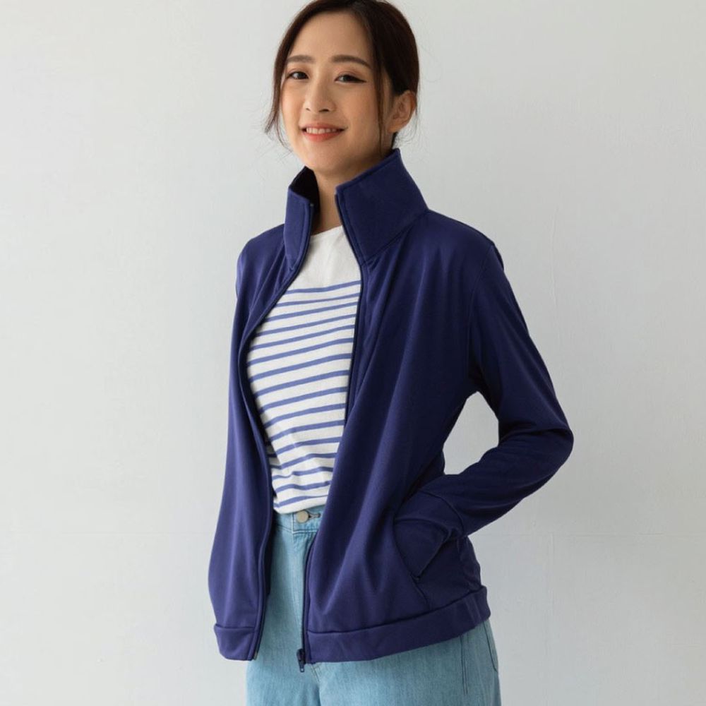 貝柔 Peilou - UPF50+高透氣防曬顯瘦外套-女立領-丈青色