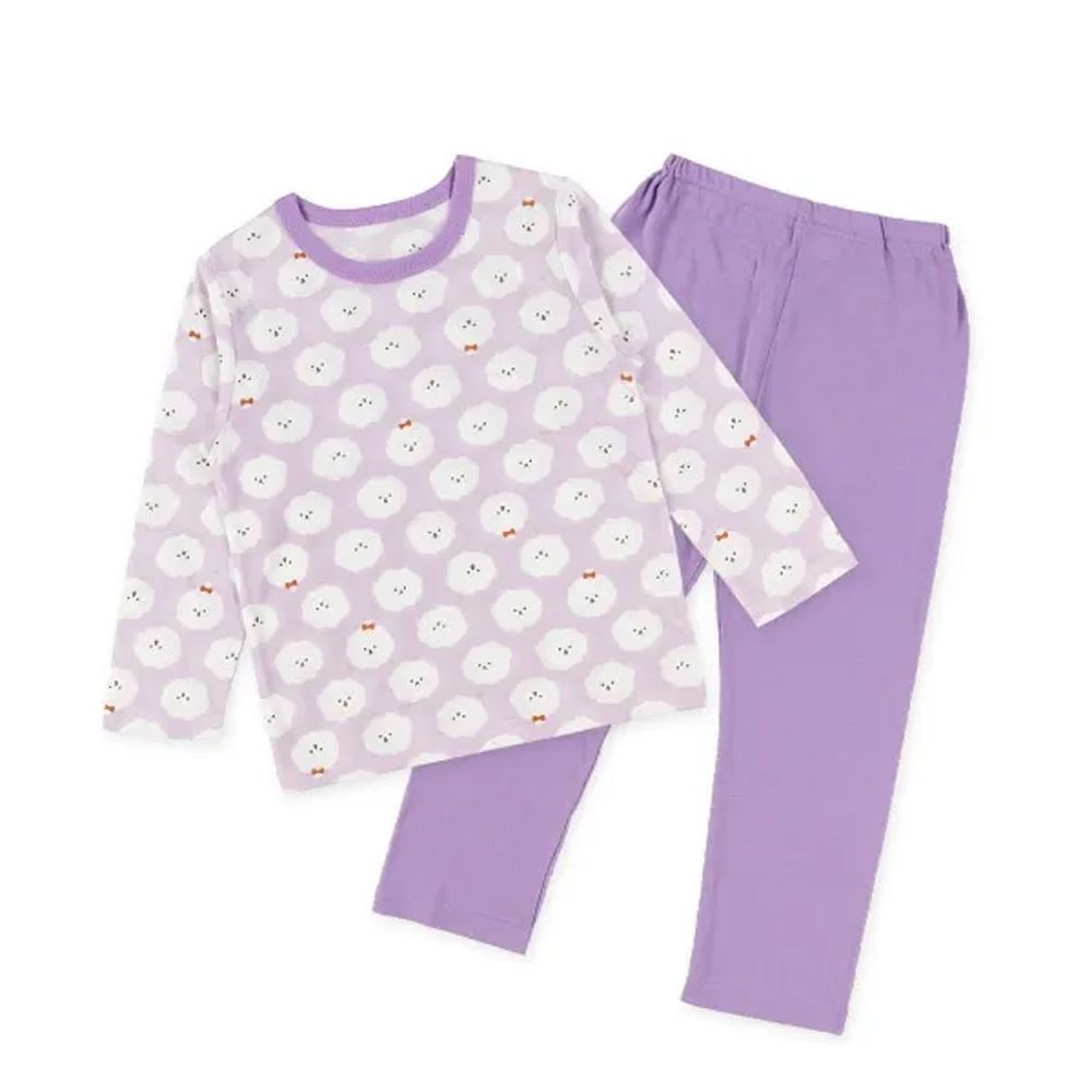 四季款長袖睡衣/家居服套裝-毛茸茸狗-紫