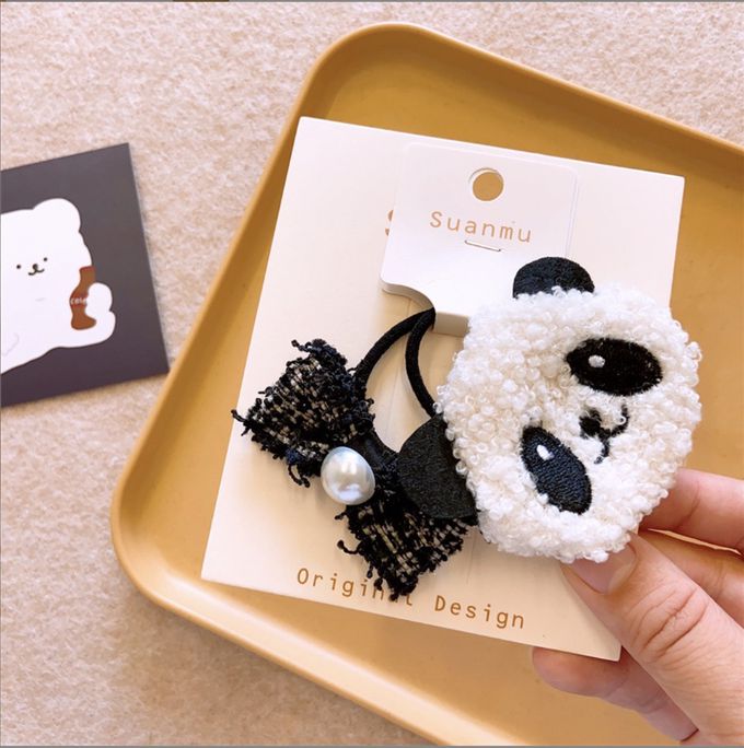 Love, Charlotte - 質感Panda泰迪絨髮夾髮圈-3件組-袋裝