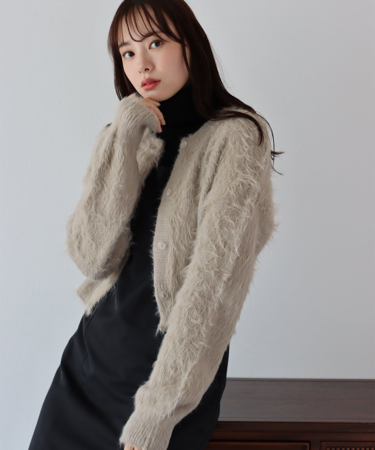 日本 BLUE EAST - 時尚毛絨感長袖外套-深灰