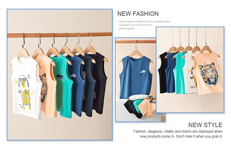 純棉印花無袖背心-月球探險-湖水綠